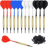 12 Pcs Soft Tip Darts, 18g Plastic Tip Darts Set, Attach Extra 100 Black 2BA Replacement Tips, Soft Tip Darts for Electronic/Plastic Dartboard
