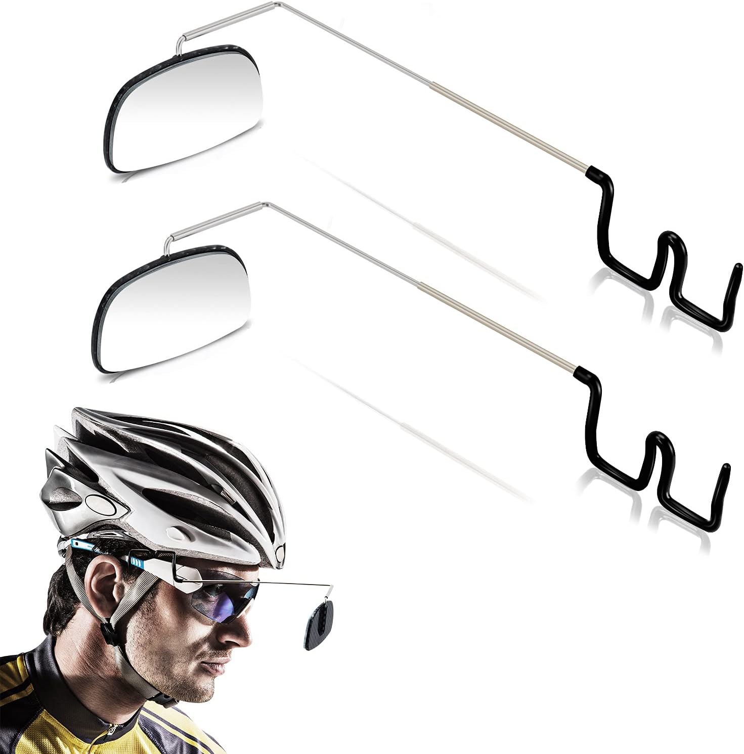 2pcs Bike Eyeglass Mirror, 360 Degree Adjustable Bicycle Cycling Rear View Wide Angle Mirror, Riding Accessories