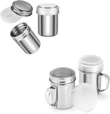 7oz Powdered Sugar Shaker Duster Set, Flour Sifter Cinnamon Shaker Stainless Steel Fine Mesh Dredges Shakers for Cinnamon Flour Salt Pepper Baking