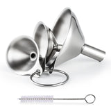 Kitchen Funnel, Stainless Steel Mini Funnel, Set of 3, Perfect for Transferring Liquids, Oils, Powders, Spices, with Round Ring and Cleaning Brush