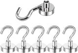 5pcs 25lbs Magnetic Hooks, Refrigerator Magnets, Extra Strong Cruise Hook for Hanging, Adhesive Hooks, No Drilling
