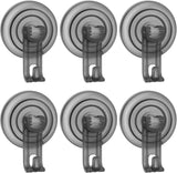 Suction Cup Hooks for Shower, Powerful Vacuum Shower Hook for Towel, Robe, Loofah - Reuseable and Removeable Bathroom Hook, Gray, 6 Pack