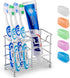 Toothpaste and Toothbrush Holder - Stainless Steel Toothbrush Holders for Bathrooms - Small Toothbrush Stand Organizer with 5 Colorful Toothbrush Cases Included