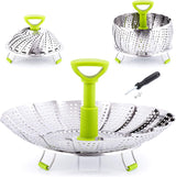 Zulay Adjustable Vegetable Steamer Baskets For Cooking - Foldable Steamer Basket (5.1" to 9") - Expandable Vegetable Steamer Basket Stainless Steel Fits Various Size Pots, Pans, & Pressure Cookers