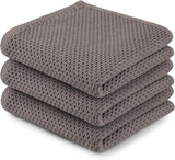 Zulay Waffle Weave Dish Towel - 13x28 3 Pack Light Grey