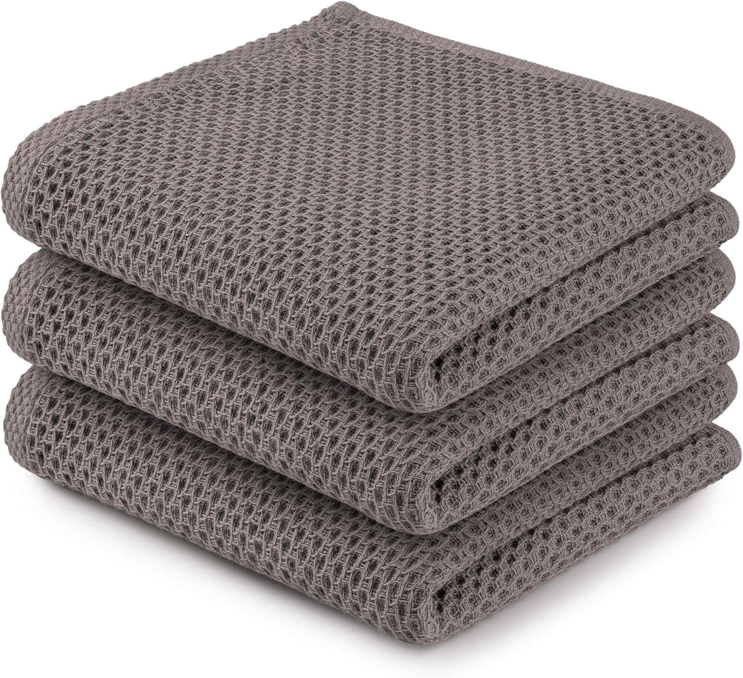 Zulay Waffle Weave Dish Towel - 13x28 3 Pack Light Grey
