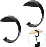 2PCS C Shape Purse Hooks for Table, Headphone Hanger, Aluminum Alloy Desk Heavy Duty Purse Handbag Hooks for Organize Desktop Storage Items (Black)
