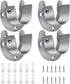 4 Packs Stainless Steel Wardrobe Bracket U-Shaped Rod Socket Flange 1-1/4" Diameter Heavy Duty Closet Rod Brackets End Supports for Closet Rod with Screws (Silver)