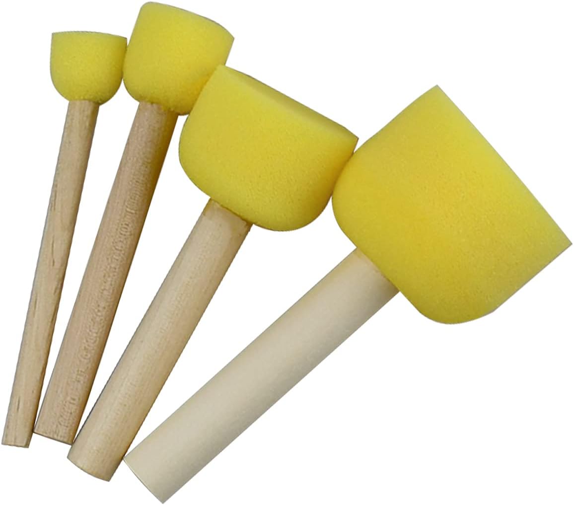 20 pcs Round Sponges Brush Set, 4 Sizes Paint Tools for Kids