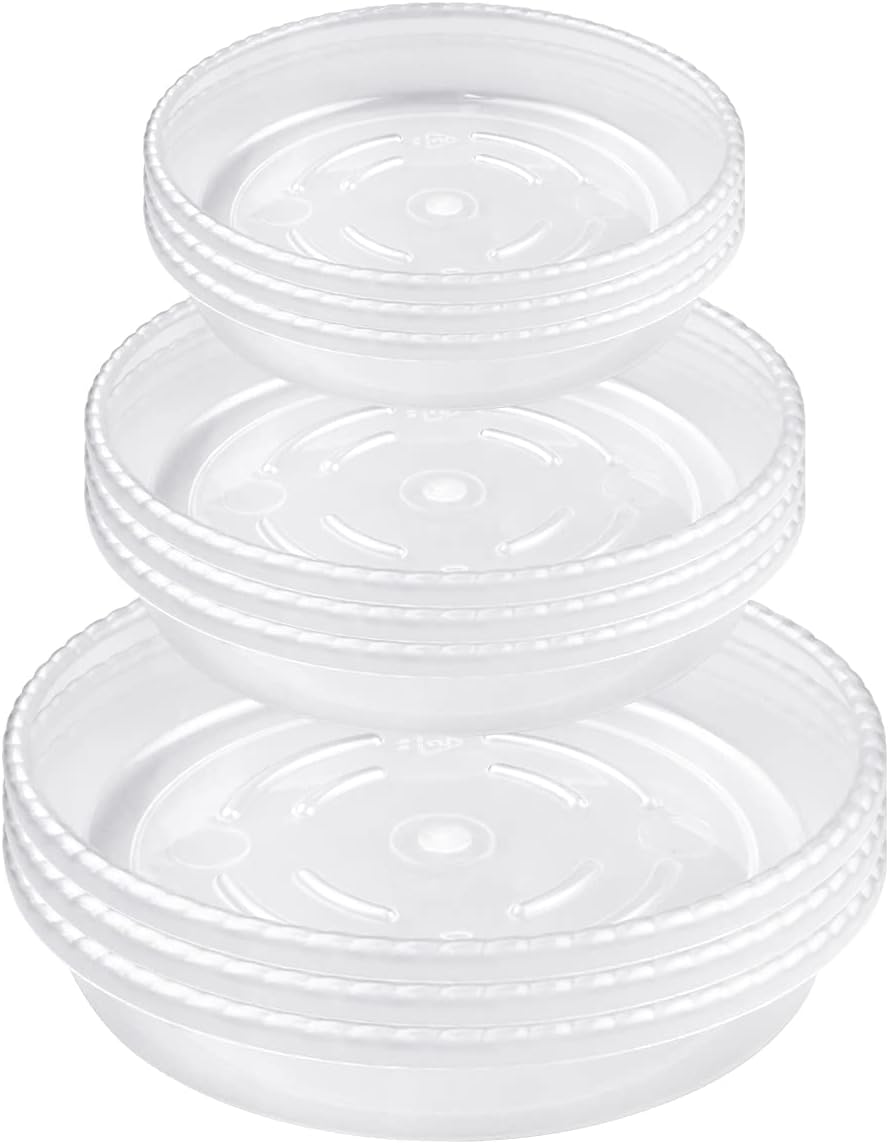 9 Pack Clear Plastic Plant Saucer, Durable Plant Trays Flower Plant Pot Saucer Plant Container Accessories for Indoors & Outdoors, Stop Messes & Stains in Your Garden (6"+8"+10")