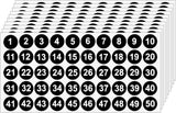 20 Sheets 1 to 50 Vinyl Small Round Labels Consecutive Number Stickers Waterproof Adhesive Inventory Stickers for Storage Box, Indoor Outdoor, Office & School Supplies
