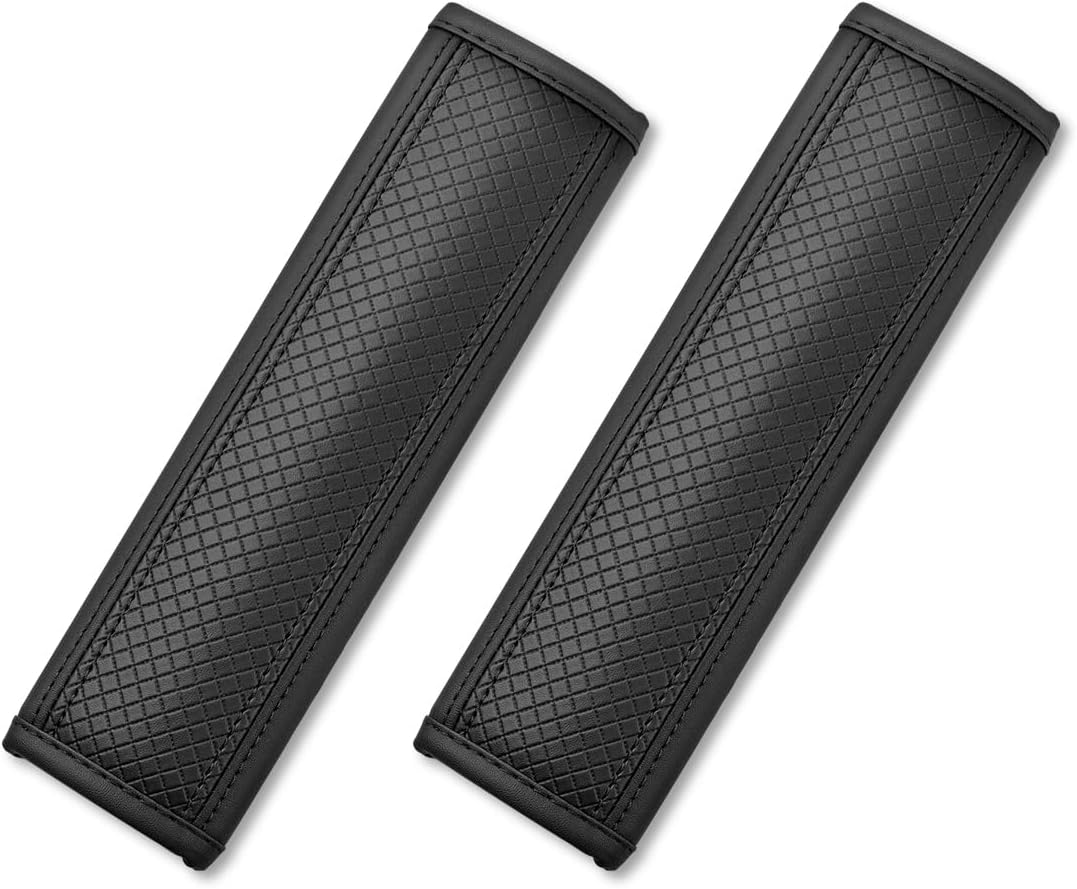 2-Pack Car Seat Belt Cover Pad Fiber Leather Seatbelt Shoulder Strap Covers Soft Comfort Skin-Friendly Universal Black Seatbelt Cover