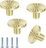 4 Pack Cabinet Knobs Zinc Alloy Solid Kitchen Cabinet Pulls Brushed Gold Drawer Knobs Dresser Cabinet Handles (37 mm)