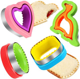 Sandwich Cutter and Sealer Set 4 Pcs Bread Decruster Sandwich Cutter Pancake Maker Heart Square Circle Dinosaur Shape DIY Cookie Cutters Gift for Kids Adult Boys Girls