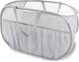 Collapsible Laundry Baskets, Upgrade Pop Up Laundry Hamper with Convenient Bags, Foldable Laundry Basket Mesh Light Weight, Easy to Carry Clothes Hampers for Laundry, Dorm, Toys, Travel Grey