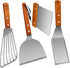 Spatula, Metal Spatulas Set, Stainless Steel Spatula, Fish Spatula Turner Cooking BBQ Grill Griddle Spatula, Metal Spatula for Cast Iron Skillet, Small Wide Kitchen Spatulas ​with Wood Handle