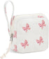 Small Makeup Bag | Discreet Period Bag Pad Pouch for Purse| Sanitary Napkin Storage & Tampon Holder for Travel(Bow pink)