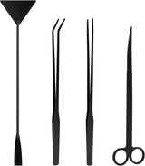 Aquarium Aquascape Tools Kit - 4 in 1 Terrarium Decor Supplies with Long Tweezers Feeding Tongs, Aquarium Scissors, Algae Scraper, Live Fish Plants Tank Accessories Cleaning Trimming Kit