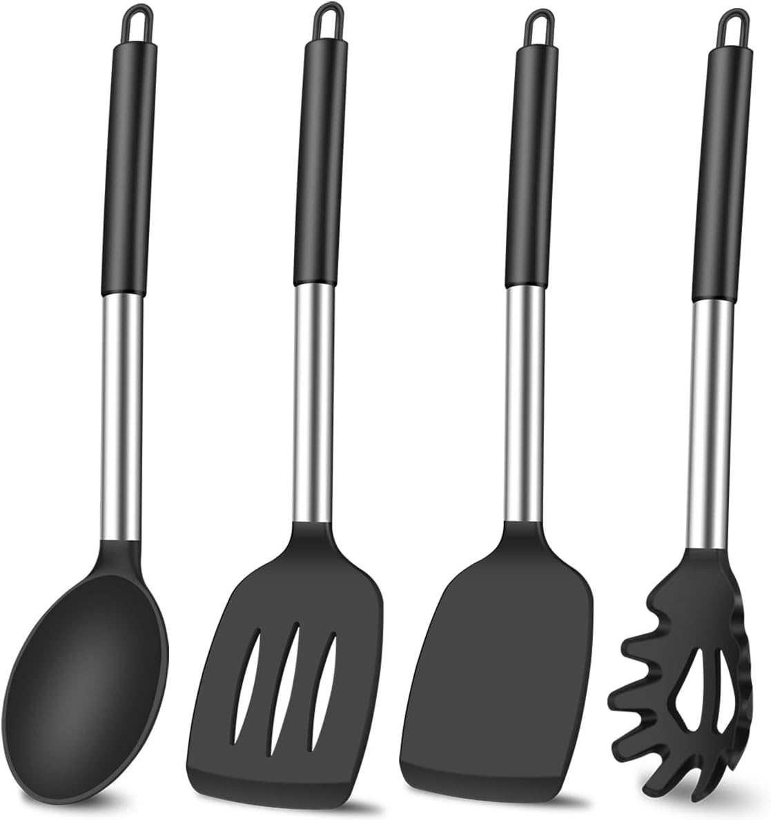 4Pcs Silicone Spatula Turner Slotted Spatula Set Spoon, Spatulas Silicone Heat Resistant Wok Rubber Spatulas for Nonstick Cookware Spatula Cooking Kitchen Utensils Set