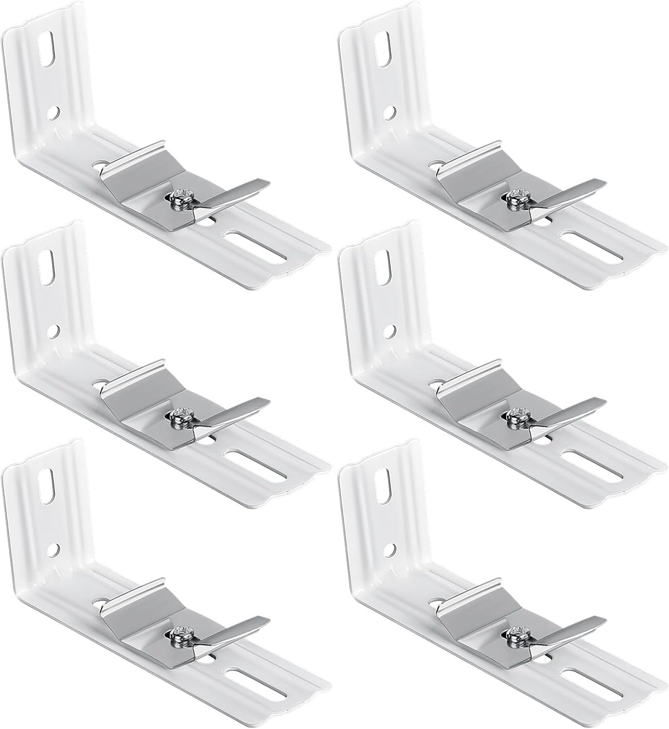 6 Pcs Vertical Blinds L Bracket Vertical Blind Wall Mount with Headrail 1-1/2" C Clamp Brackets 4" Outside Mounting Bracket Clips Vertical Blind Top Code Mounting (Silver)
