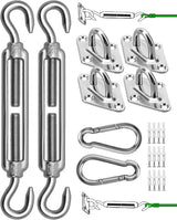 Sun Shade Sail Hardware Kit, 304 Stainless Steel Sunshades Canopy Installation Kit for Garden Rectangle & Triangle Shade Sails, Heavy Duty Shade Sail Fixing Accessories, Awning Attachment Set