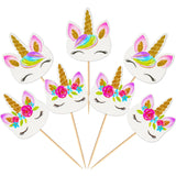 48 Pieces Rainbow Unicorn Cupcake Toppers, Cupcake Picks Cake Decorations, Double Sided Unicorn Cake Topper Set Birthday Baby Shower Party Supplies