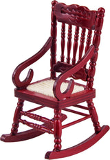 Dollhouse Wooden Chair, 1:12 Dollhouse Miniature Wooden Rocking Chair Model (Brown)