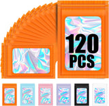 120PCS Smell Proof Mylar Bags,7.8"x11.8" Resealable Bag for Small Business,Holographic Packaging Bags with Clear Window,Foil Pouch Sample Snack Candy Jewelry Bag for Party Favors(Orange)