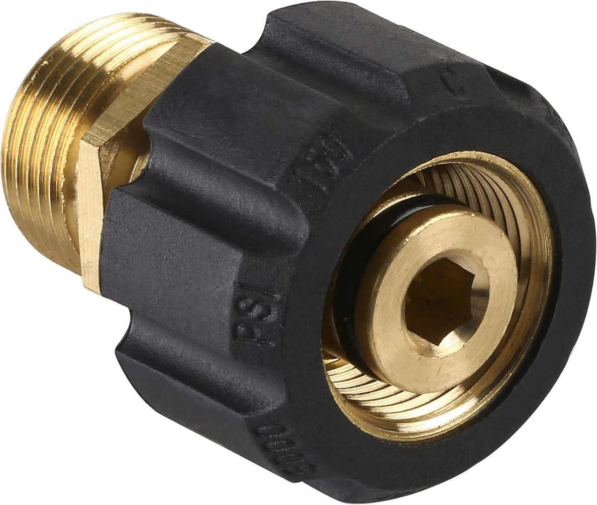 Pressure Washer Adapter, Metric M22 15mm Female Thread to M22 14mm Male Fitting, 4500 PSI
