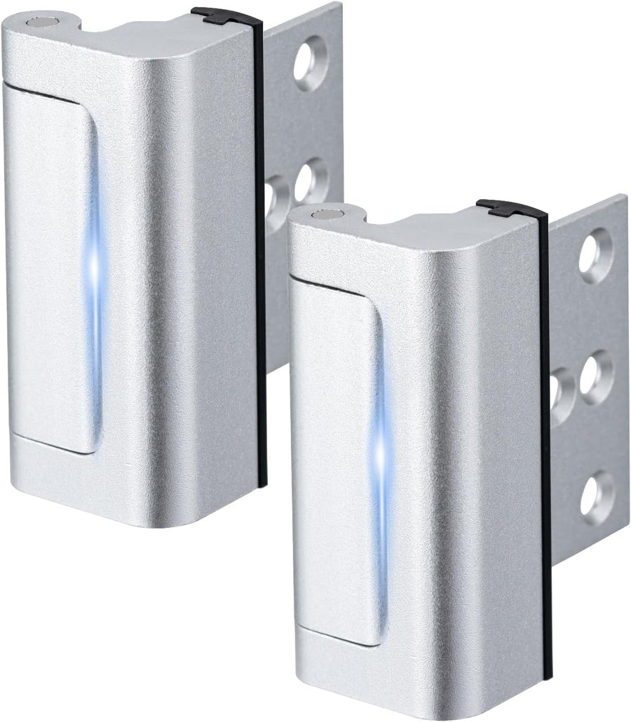 2 Pack Home Security Door Lock,Childproof Door Reinforcement Lock,with 3" Stop Withstand 800 lbs,for Inward Swing Doors,Night Kids Safety Metal Flip Lock Deadbolt Latch (Silver)