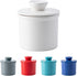 Butter Crock With Water Line for Countertop, French Dish With Lid, Ceramic Keeper for Fresh Spreadable Butter, Container Holder for Kitchen and Home Decor, White