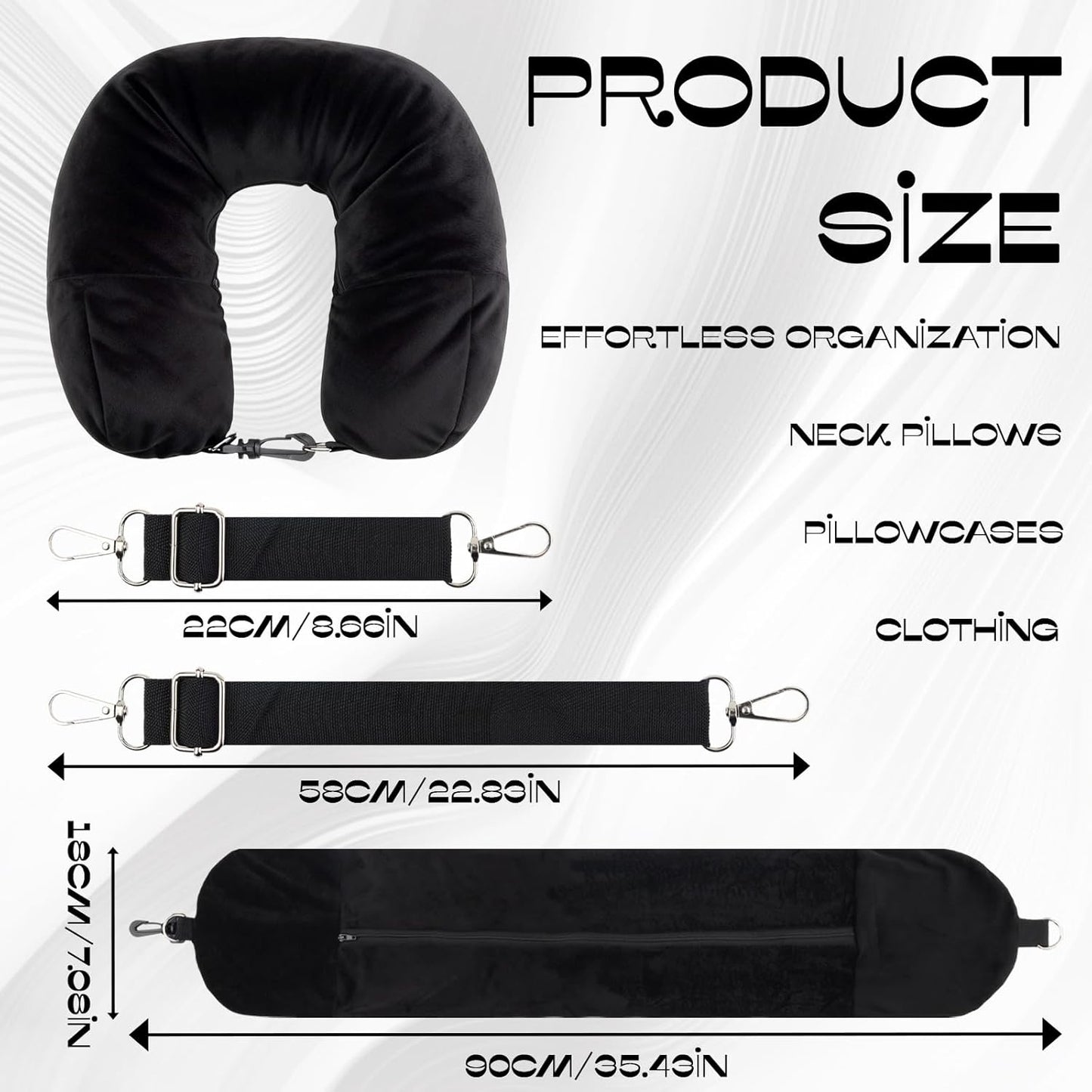 1-Pack Stuffable Travel Pillow for Extra Luggage - Travel Neck Pillow with Adjustable Neck Size - Multifunctional Velvet Neck Pillowcas - Sleeping Rest Cushion Travel Essentials
