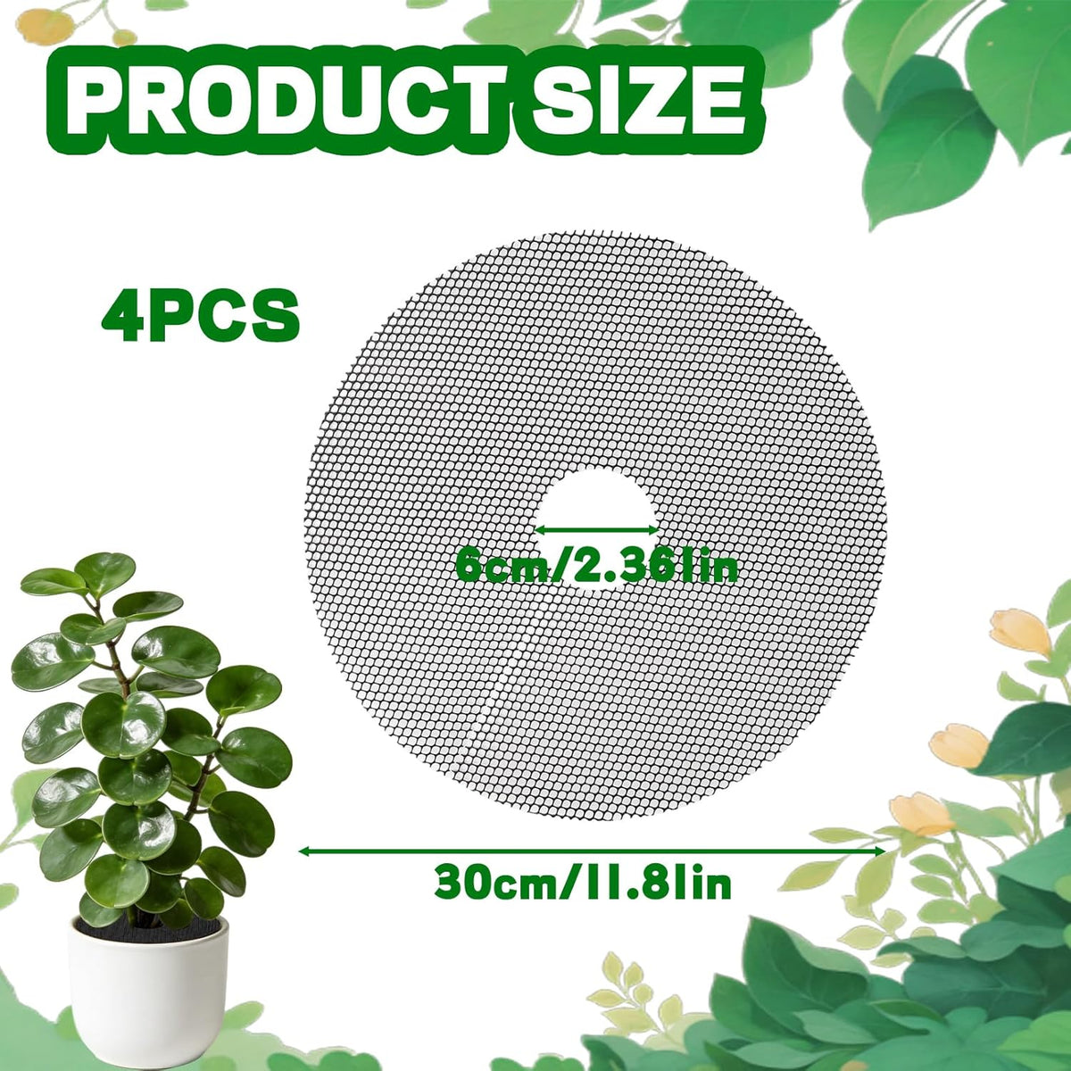 4-Pack Plant Pot Grids- 15.7 Inch Cuttable Mesh Plant Pot Soil Covers -Protectors from Animals - Plant Protector Ring for Indoor Outdoor Garden Plant Landscaping