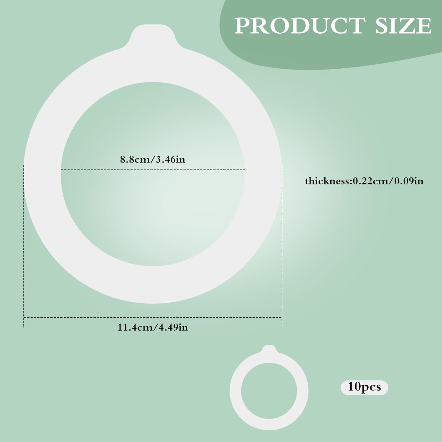 10PCS Silicone Jar Gaskets Replacement - Rubber Seals Rings Airtight Gasket Sealing for 4.2-4.3 Inch Mouth Glass Canning Jars Lids - Leak Proof Rubber Seals Rings - 4.5 Inch(Outer Diameter)