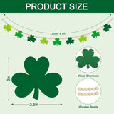 4.5 FT St.Patrick’s Day Shamrock Garland for Decorations, Wood Green Garland with Beads NO DIY, Clover St Patricks Banner Garlands for Mantle, Fireplace, Party Home Decor （Shamrock）