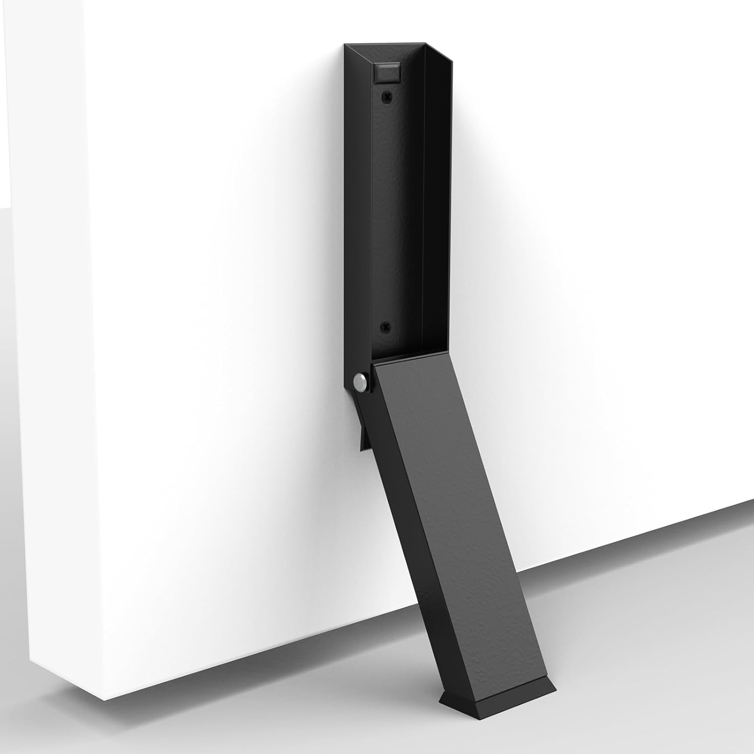 Black Folding Metal Door Stop Foot Operated No Drilling Installation