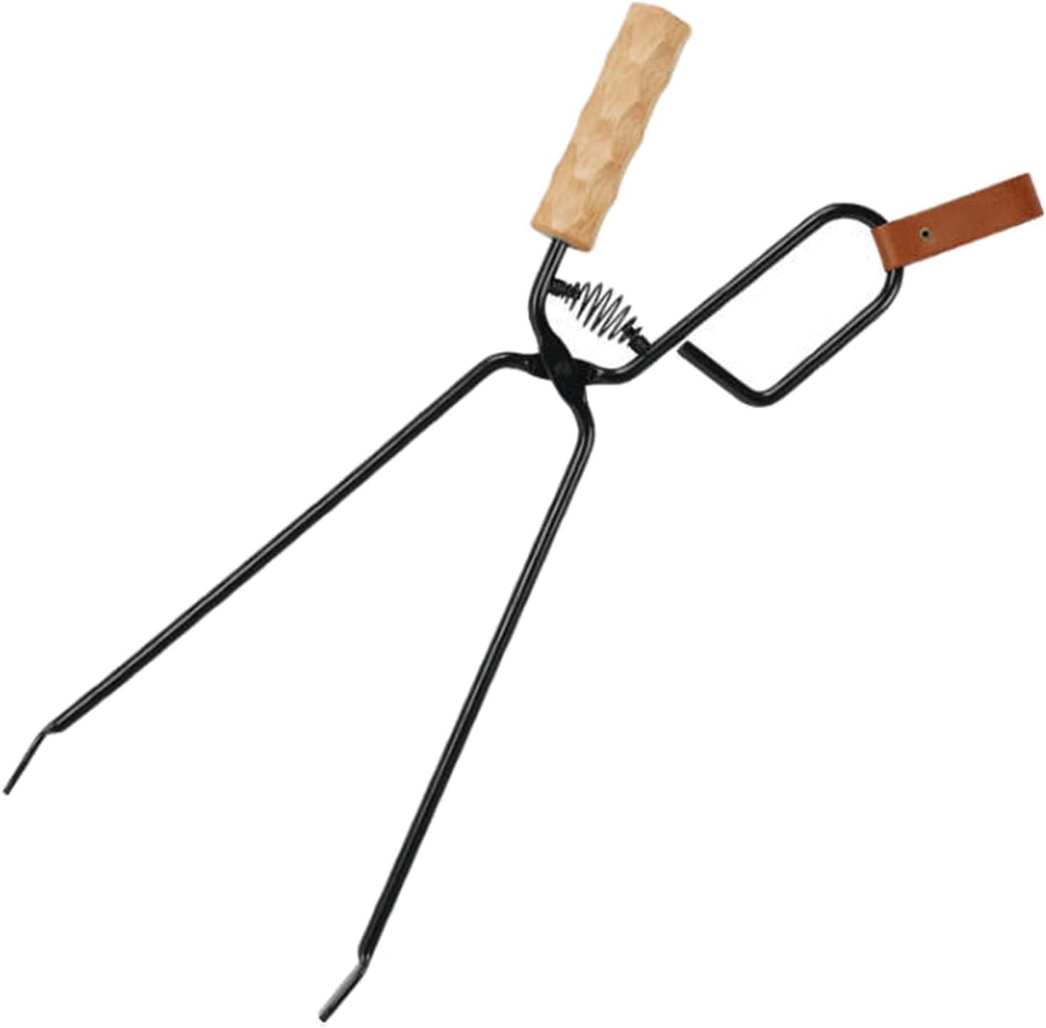 Metal Fireplace Tongs with Wooden Handle 47cm Safe Distance for Firewood Handling