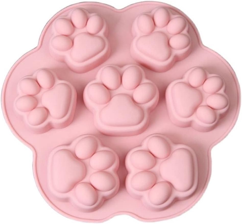 7-Cavity Silicone Cat Paw Mould Chocolate Fondant Ice Cube Tray Food Safe Baking Mold