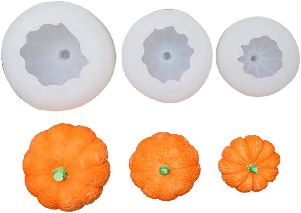 3 Piece Silicone Pumpkin Mould Set 3 Sizes Candle and Chocolate Mould Baking Tray