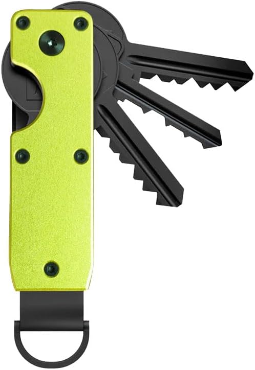 Compact Aluminium Key Organizer 2-6 Keys Yellow-Green Minimalist Key Holder for Car & Home