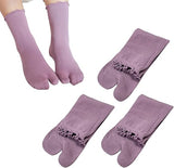 3 Pairs Women's Split Toe Slipper Socks Purple