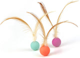 Cat Toy Bouncy Ball with Feathers Interactive Play Ball for Kittens & Adult Cats Pack of 3