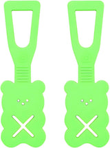 Green Bear Shaped Silicone Dog Poop Bag Holder 2 Pack Hands Free Clip for Full Poop Bags