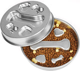 2-in-1 Stainless Steel Dog Slow Feeder & Lick Mat Set of 2 - Dishwasher Safe - Anti-Skid Design for Pet Feeding