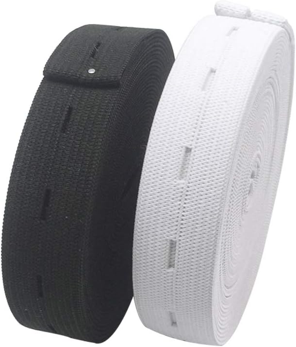 2 Pack Adjustable Elastic Waistbands 5 Meters Black & White Universal Fit for Pants All Sizes Clothing