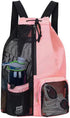 Large Mesh Gym Bag with Waterproof Compartment - Beach & Festival Backpack with Wet/Dry Separation