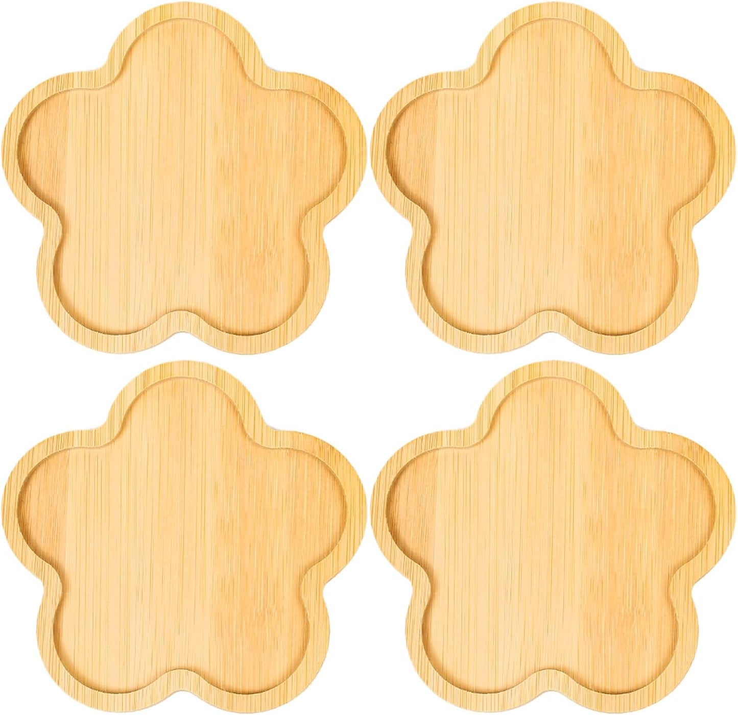 Bamboo Glass Coasters with Raised Edge Set of 4 - Heat & Water Ring Protection Table Mats - Rustic Style