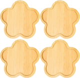 Bamboo Glass Coasters with Raised Edge Set of 4 - Heat & Water Ring Protection Table Mats - Rustic Style