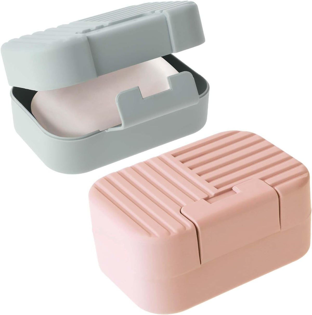 2 Pack Travel Soap Case with Lever - Holder for Soap & Shampoo Bars with Secure 4-Point Closure