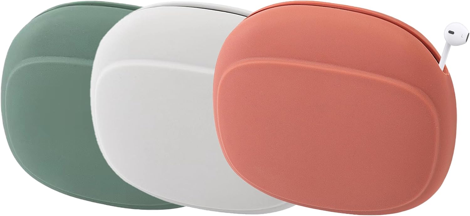 3 Pack Headphone Case Grey Red Green Portable Wireless Cable Storage Organizer for Mobile Phone Accessories